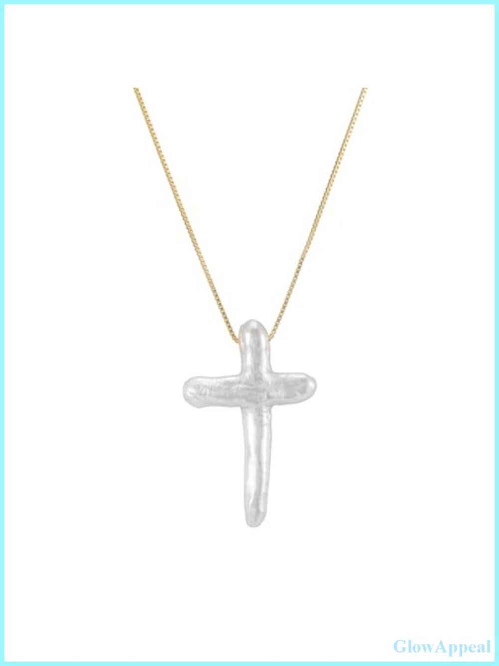 Pearl Cross Necklace Gold Plated 316L Stainless Steel Box Chain Pendant